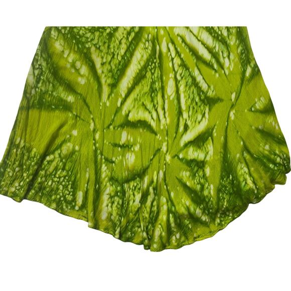 Vintage Asymmetrical Tie Dye Maxi Dress One Size Lime Green Boho Hippie Festival - Picture 4 of 9